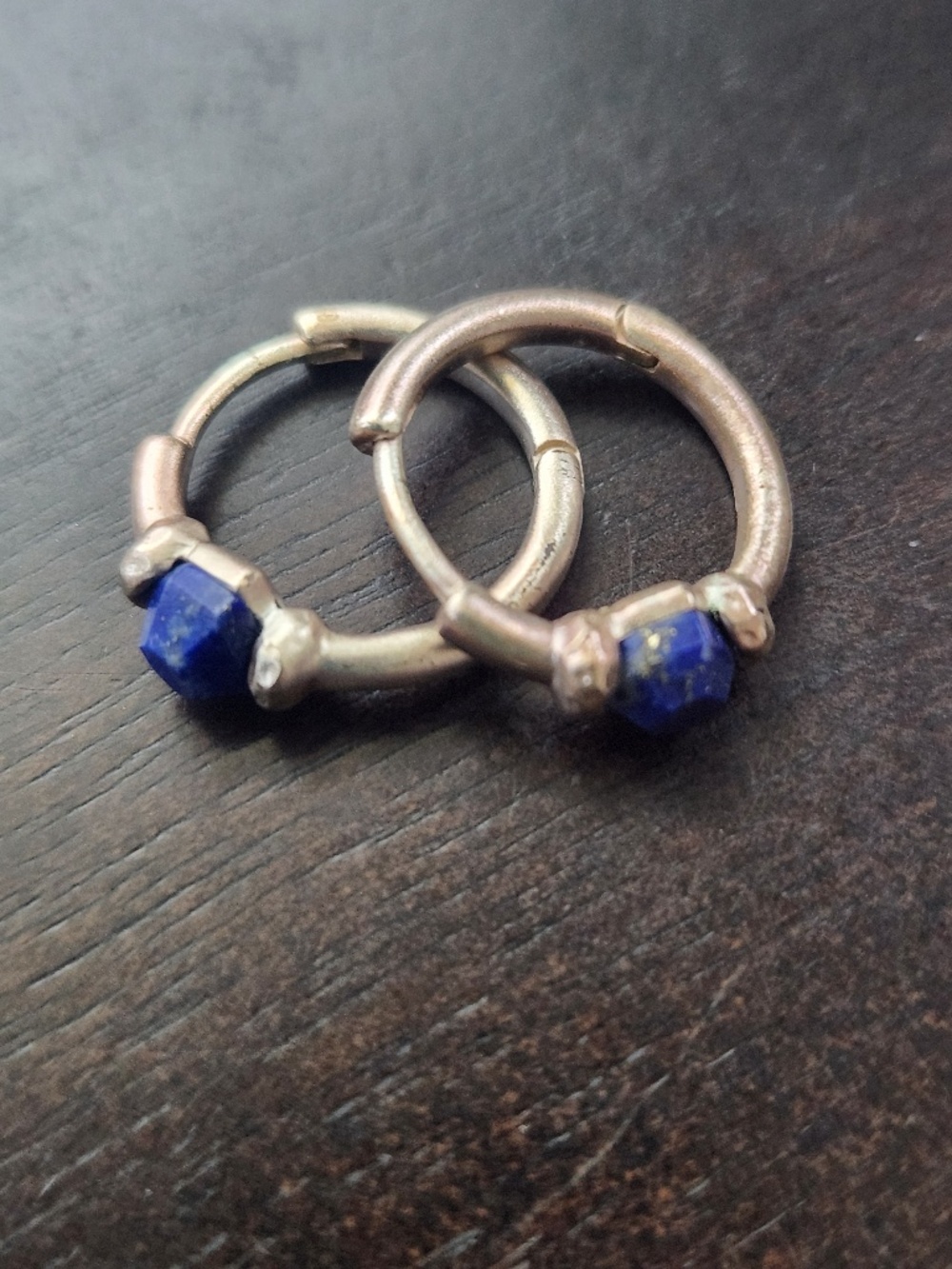 Kendra Scott Ellms Rose Gold Lapis Lazuli Huggie Earrings, preloved